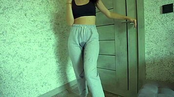 desperate pee drenches sweatpants in kinky thrill