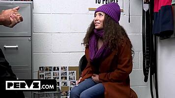 Blonde shoplifter teen caught stealing makeup fucks on christmas