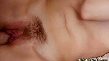 Old man drills young babe's tight ass anal deep