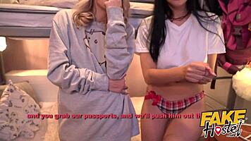 young russian girls dodge visa trouble with steamy hostel sex