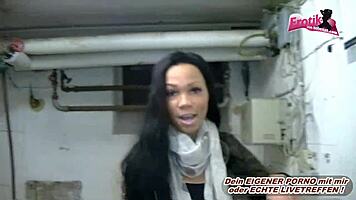 German Teen Ebony Takes Skinny Anal Pounding in Basement POV