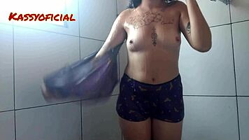 Neighbor's house bath unleashes delicious shower orgasm