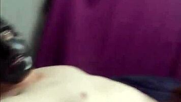 black beauty sucks white cock deep then squeezes it between perfect big tits