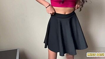 Loving how her tight pussy grips in that skirt