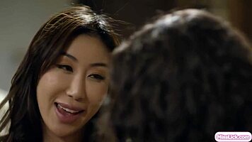 Latina Lesbian Facesits and Fingers Shaved Asian Girlfriend to Ecstasy