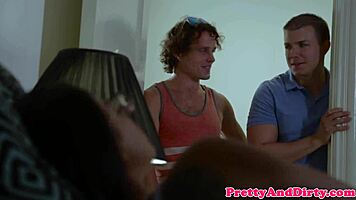 brunette babe gangbanged hard into bukkake facial frenzy!