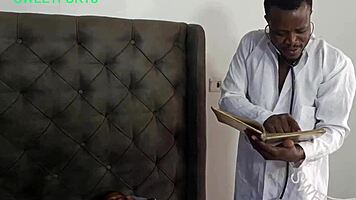 oh damn this doctor rips my clothes and pounds my young pussy with his huge black cock doggystyle!