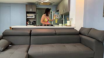 Cougar Surrenders to Lust Fucked Bent Over Sofa by Friend