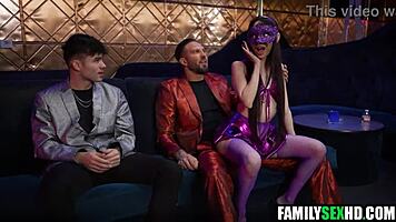 Stripper Tease Bribes Men with Petite Pussy for Group Fuck