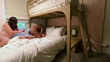 european brunette and blonde take double black cocks in wet threesome