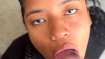 stepsisters hot best friend brunette gives sloppy deepthroat blowjob pov