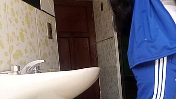 hey check this latina cutie fucked in bathroom break