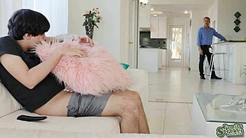 nikole nash sneaks in to suck ricky spanish's cock from his solo jerk session