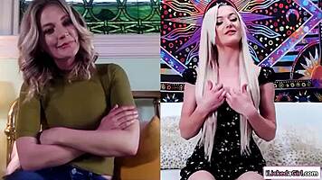 hey blonde stepmom catches stepteen fingering hairy pussy and joins lesbian beaver lick