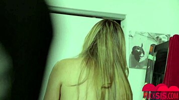 nicole rey strokes stepbro's cock with handjob before wild ride and doggystyle