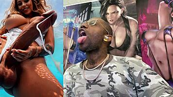 Beautiful trans babe with small waist cums hard from petite white trans nurse pounding