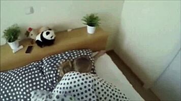 Skinny Shaved Blonde Sucks Monster Cock Morning Cumshot