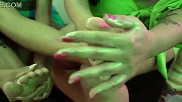 Overwhelmed by Three Friends' Irresistible Feet Bliss