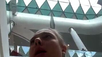 Blonde TEEN slips into the fitting room for a public MASTURBATION session