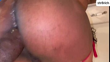 oh damn petite ebony takes huge backshots in kitchen anal surprise!