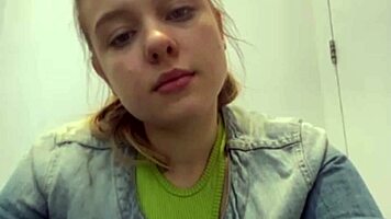 Blonde TEEN slips into the fitting room for a public MASTURBATION session