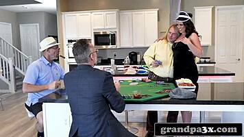 i'm shaking as three kinky old guys ravage my busty body post-poker