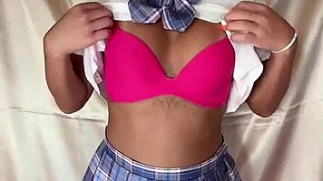 😈 wild black gal japanese shemale student plays with toys solo