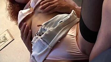 the beautiful milf licks young cock head for fun