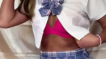 😈 wild black gal japanese shemale student plays with toys solo