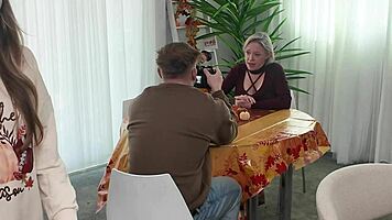 busty blonde sneaks extra deep cock backstage action