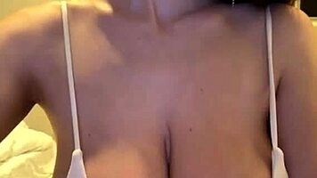 jerking off huge load on milf big natural milky tits