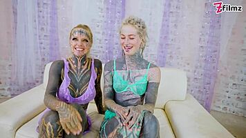 Inked Teens Gape Ass to Mouth in Wild Threesome Orgy