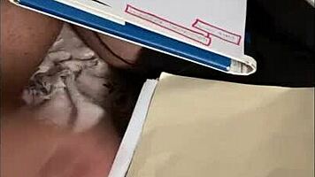 Tight pussy in lingerie moans missionary style in dorm room underwear