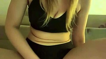 Blonde teen babe fingers pussy masturbates rides dildo to extreme squirting orgasm webcam