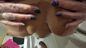 Intense Wife Natural Boobs Titfuck Shower Cum Explosion