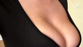 check out these big milky tits busting black dress everywhere