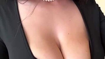 check out these big milky tits busting black dress everywhere