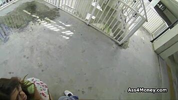 spicy latina teen sucks cock in mall parking lot