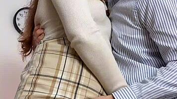 boss teases curvy secretary with office pantyhose foreplay