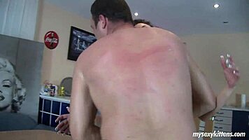 Intense emotions surge as brunette teen Patricia gets pounded on desk