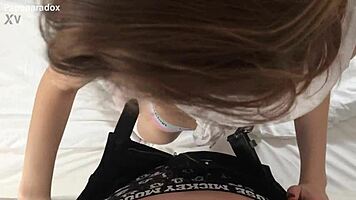 18yo cutie gives sloppy first blowjob on massive cock