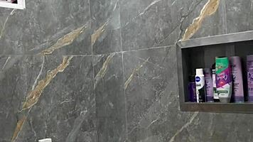 brunette latina babe shakes big ass in steamy new bathtub shower
