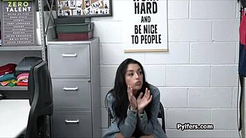 latina teen 18+ stripteases for guard then meets his cock after getting caught stealing