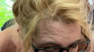 i pick up streetwalker with glasses she deepthroats my cock then suckks evry drop after i cum in her mouth