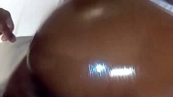 Big booty ebony babe takes monster black cock sideways with dirty talk