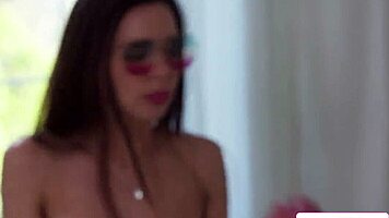 Petite Brunette Babe Facesits Hairy Pussy on Lingerie Police Officer Orgasm