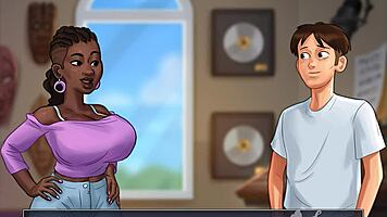 Summertime Saga Student Pounds Music Teacher's Big Tits and Ass with Monster Black Cock