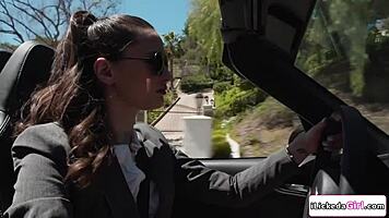 Petite Brunette Babe Facesits Hairy Pussy on Lingerie Police Officer Orgasm