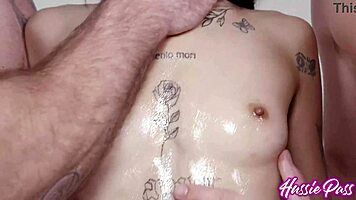 katie cai takes double monster cocks deep in wild threesome pounding