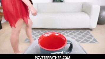 Pov stepdad watches nerdy teen Aften Opal please him eagerly